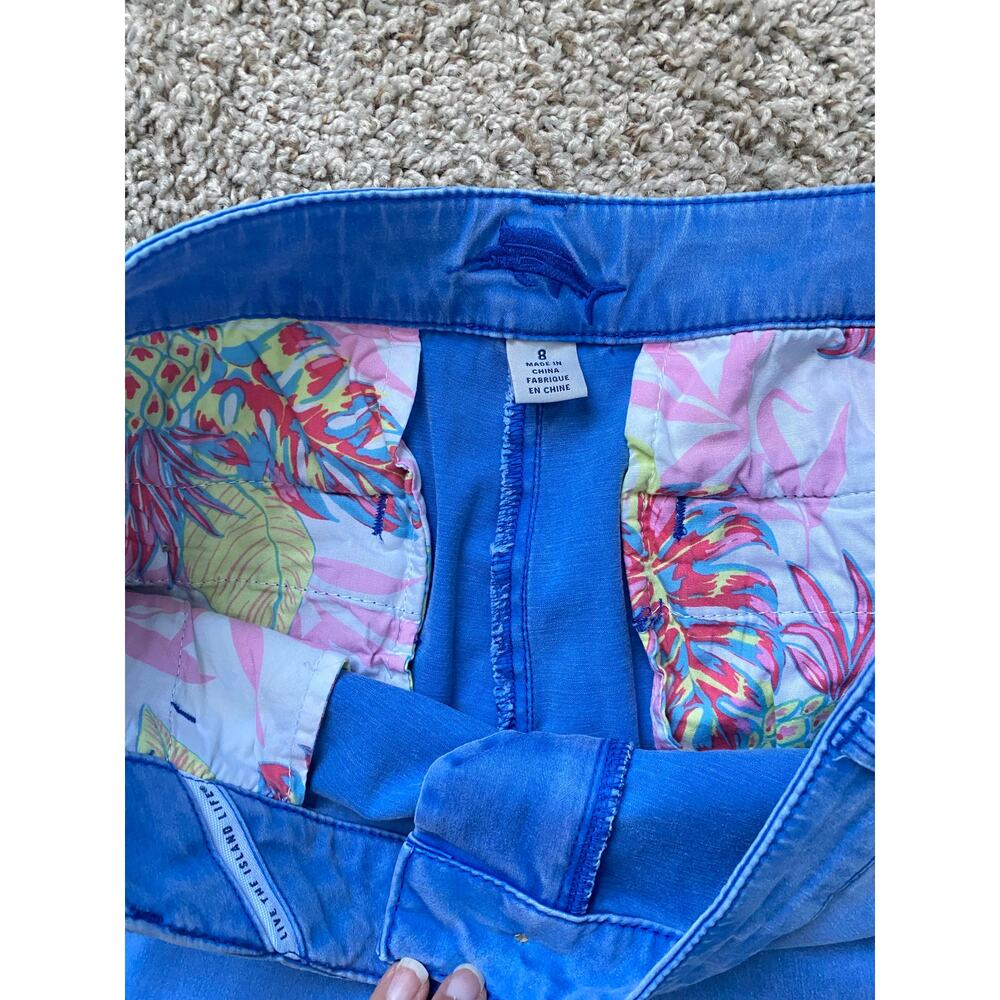Tommy Bahama Women’s Blue Capri Pants Sz 8 Stretch Tropical Casual Vacation - Picture 5 of 6